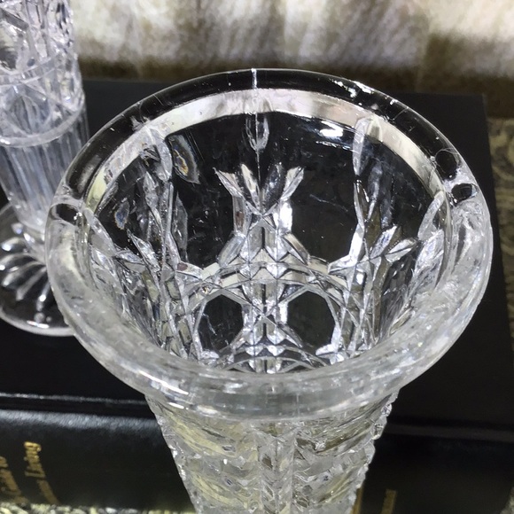 Rare Regent genuine crystal antique vase pair pressed seamed bubbles collectible - Picture 7 of 8